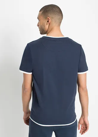 T-shirt 2 w 1, krótki rękaw (2 szt.), kolor: ciemnoniebieski+dymny szary