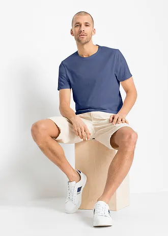 T-shirt (set van 5) • wit+grijs gemêleerd+middenblauw+indigo+donkerblauw • bonprix online shop