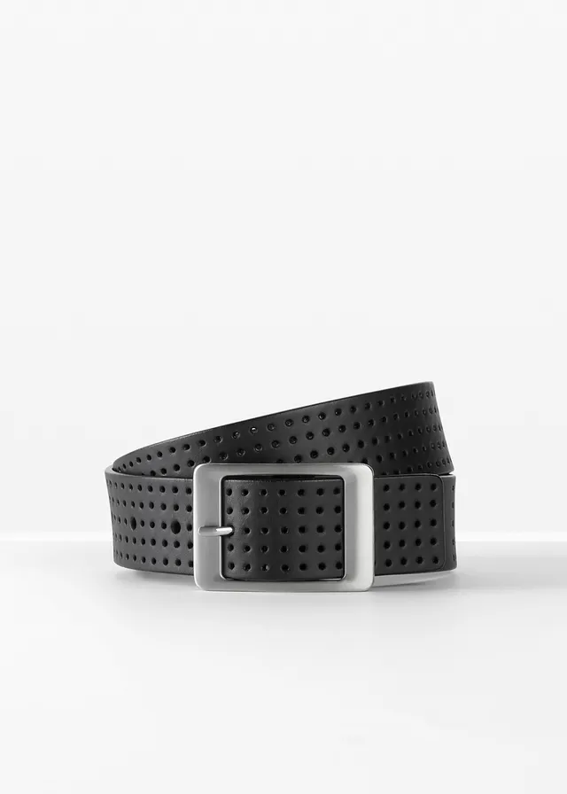 Ceinture en cuir à motif ajouré • noir • Boutique bonprix