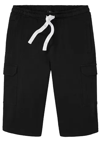 Bermuda cargo en sweat 100% coton • noir • Boutique bonprix