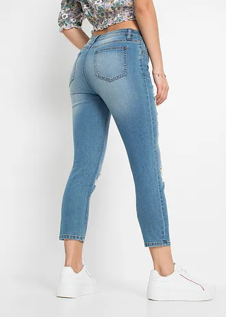 Zkrácené džíny Skinny Destroyed • světle modrý denim • bonprix obchod