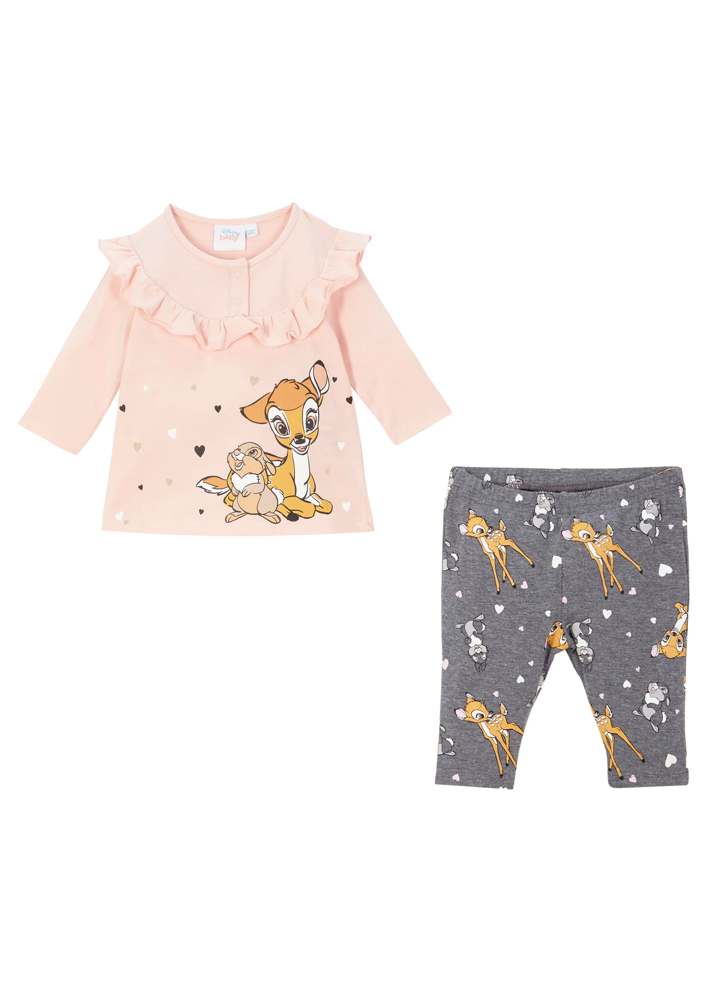 Baby Disney shirt en legging (2-dlg. set) Bambi • asroze-antraciet gemêleerd met print • bonprix online shop