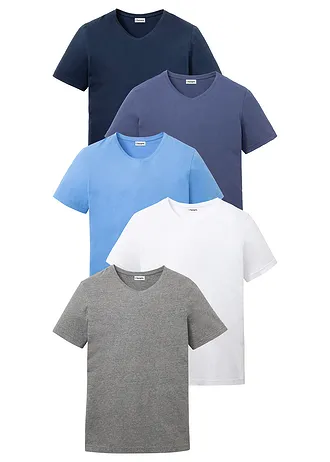T-shirt met V-hals (set van 5)