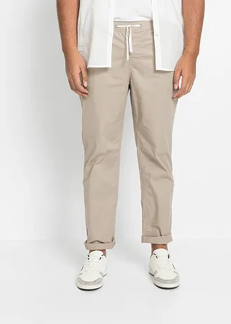 Strečové kalhoty bez zapínání, Regular Fit, Straight, barva: béžovošedá