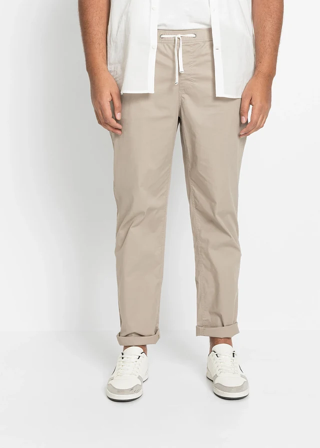 Regular fit stretch instapbroek, straight, Kleur: natuursteen