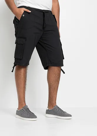 Bermuda regular 100% coton à poches cargo, Couleur: noir