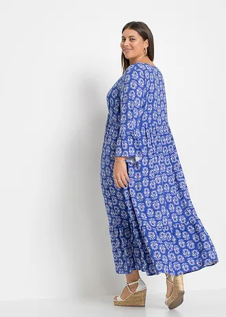 Kaftan jurk, Kleur: edelsteenblauw gedessineerd