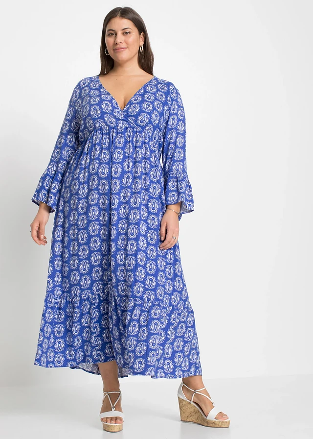 Robe caftan, Couleur: bleu brillant imprimé