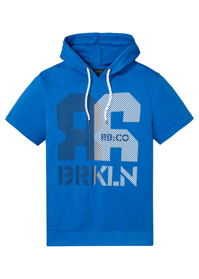 T-shirt met capuchon van dikke stof • azuurblauw met print • bonprix online shop
