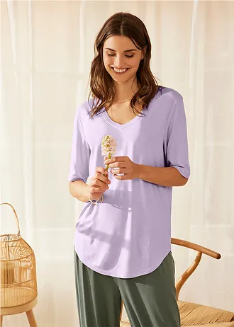 Longshirt van zachte viscose (set van 2) • zacht lila+rietgroen • bonprix online shop