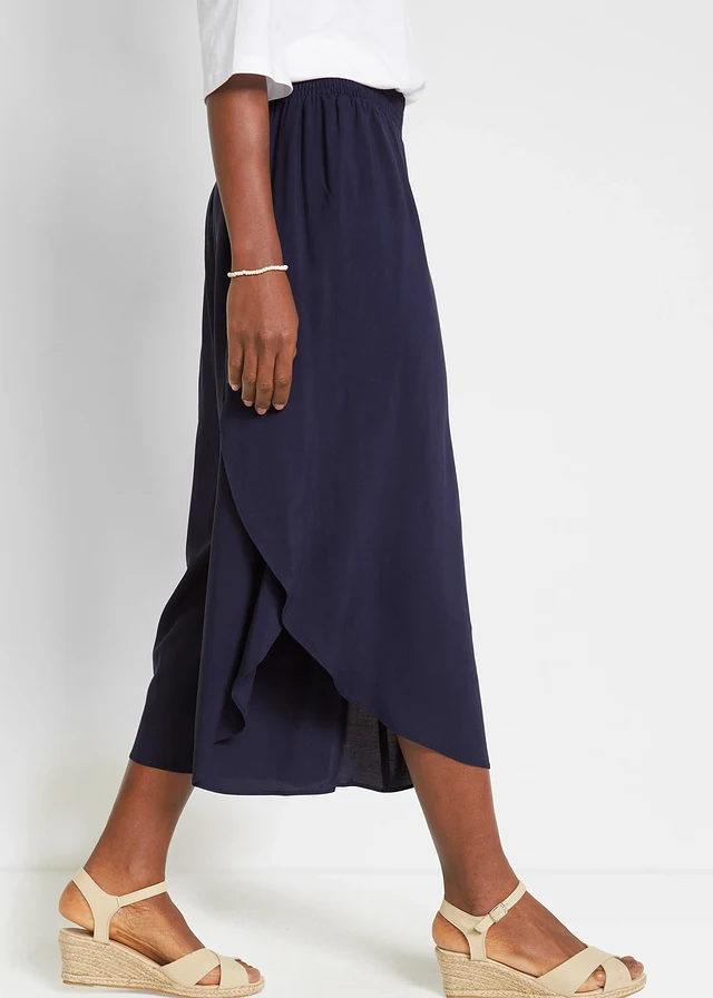Cropped culotte van zachte viscose • donkerblauw • product-page.page-title-suffix