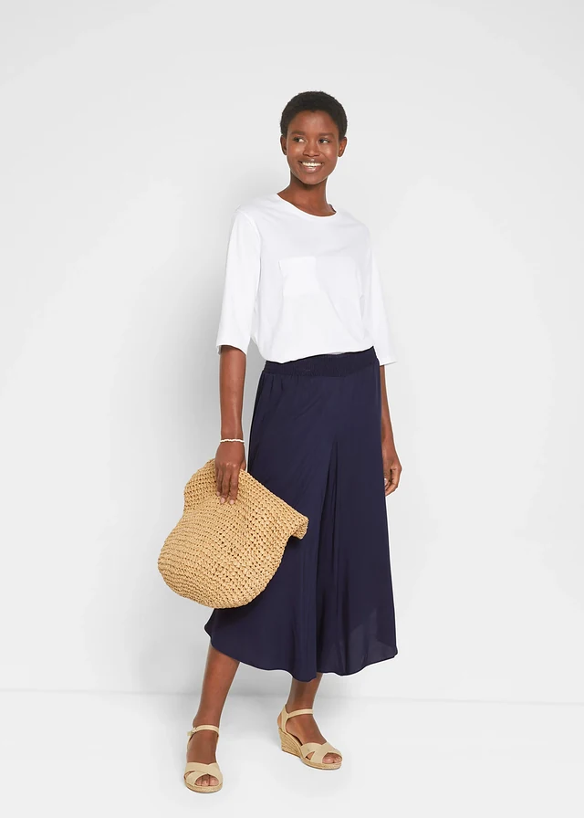 Cropped culotte van zachte viscose • donkerblauw • product-page.page-title-suffix
