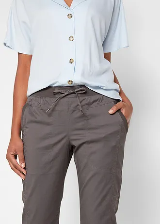 Pantalon corsaire avec lien à nouer • gris fumée • Boutique bonprix