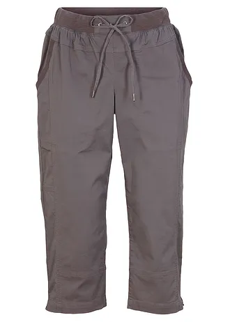 Pantalon corsaire avec lien à nouer, Couleur: gris fumée