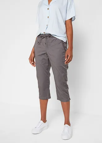 Pantalon corsaire avec lien à nouer • gris fumée • Boutique bonprix