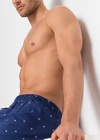 Volné žerzejové boxerky (3 ks v balení) • tmavě modrá s potiskem + černá • bonprix obchod