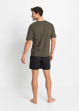 Shortama • zwart+donkerolijfgroen gestreept • bonprix online shop