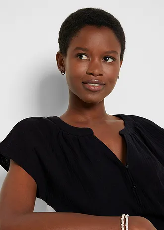 Blouse en gaze 100% coton • noir • Boutique bonprix