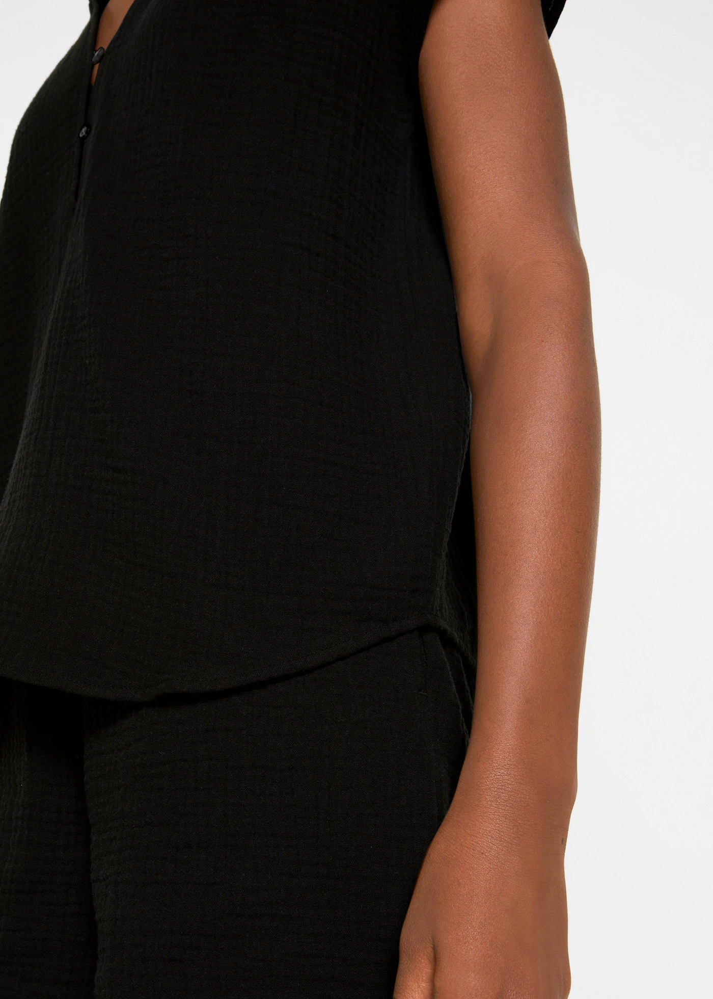 Mousseline blousetop van katoen • zwart • bonprix online shop