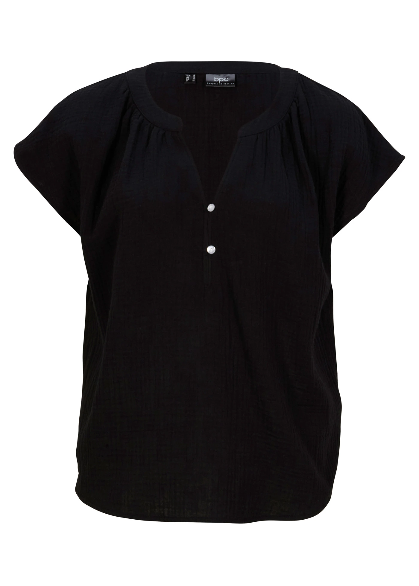 Mousseline blousetop van katoen • zwart • bonprix online shop