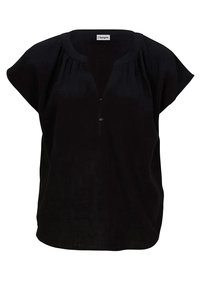 Blouse en gaze 100% coton • noir • Boutique bonprix