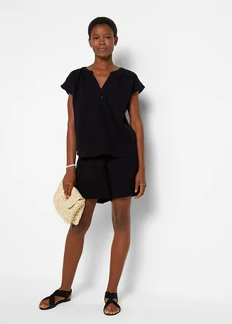 Blouse en gaze 100% coton, Couleur: noir