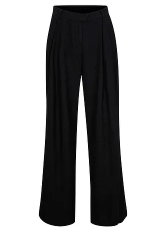 Pantalon palazzo léger en lin et viscose • noir • Boutique bonprix