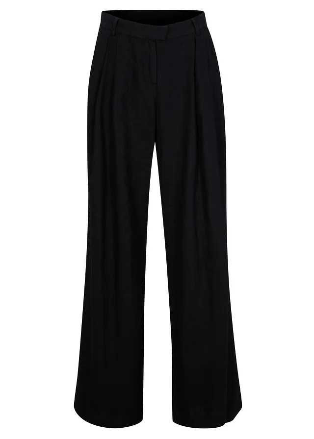 Pantaloni palazzo din mix ușor de in și viscoză