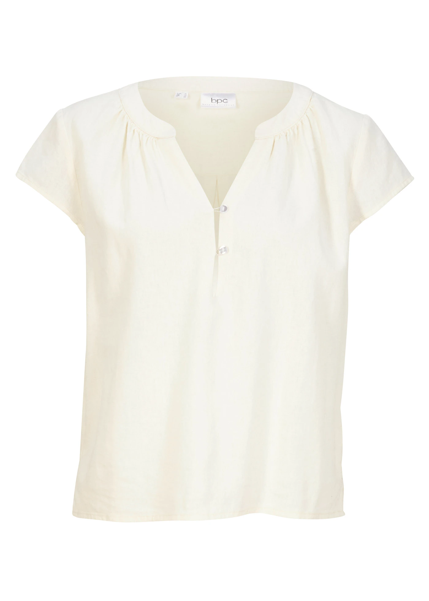Korte blouse met linnen en splitten opzij • crèmewit • bonprix online shop