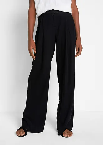 Pantalon palazzo léger en lin et viscose • noir • Boutique bonprix