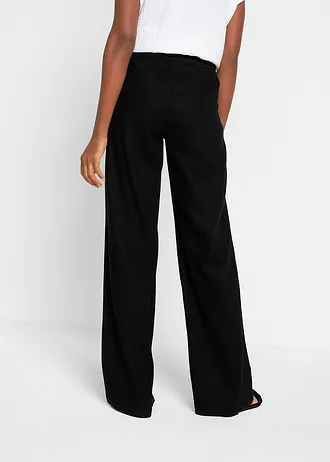 Pantalon palazzo léger en lin et viscose • noir • Boutique bonprix