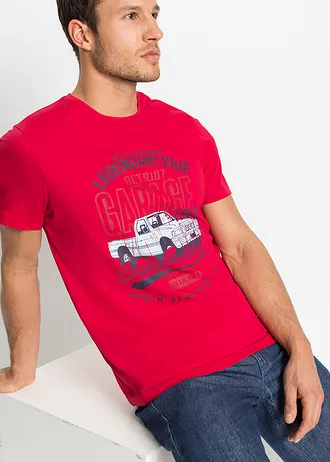 Tricou (set/3 buc.) • bleumarin + roşu + gri melanj imprimat • magazin bonprix