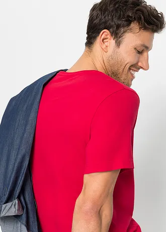 Tricou (set/3 buc.) • bleumarin + roşu + gri melanj imprimat • magazin bonprix