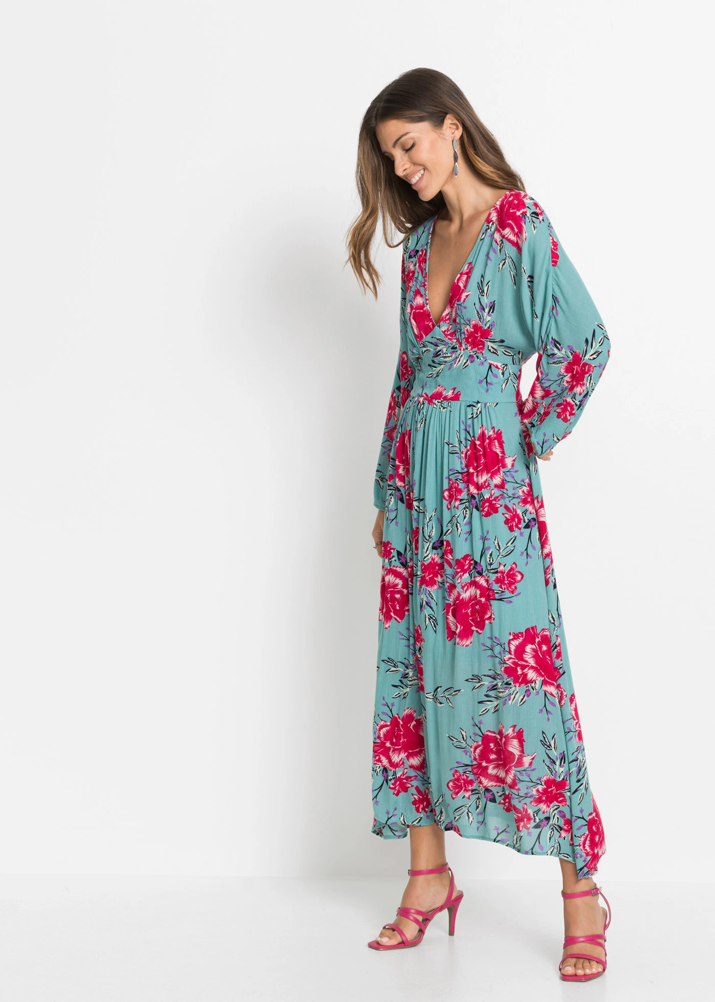 Robe longue • aigue-marine à fleurs • product-page.page-title-suffix