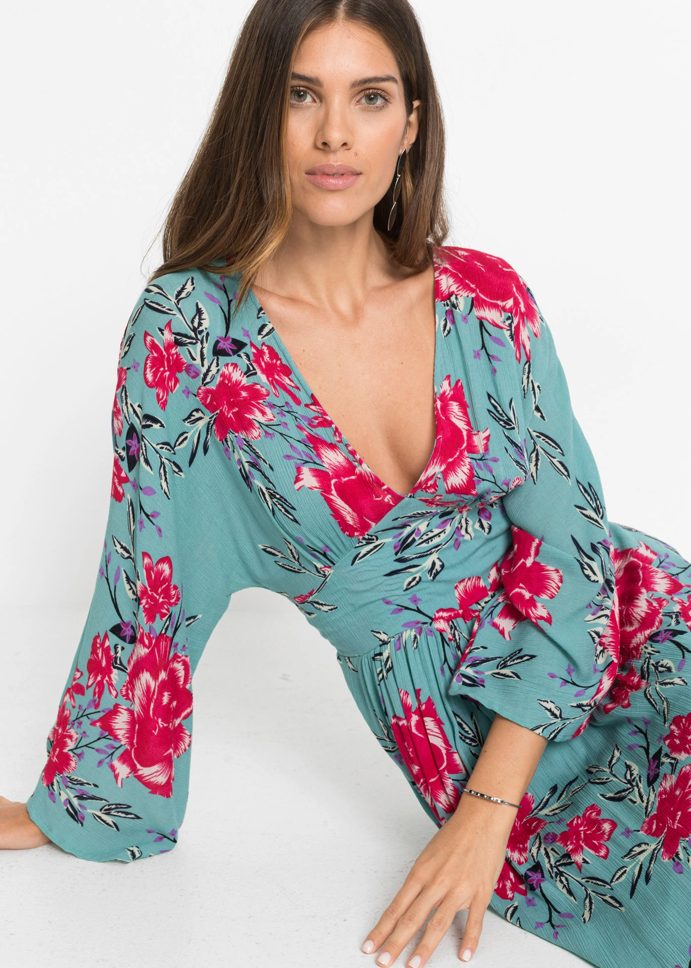 Robe longue • aigue-marine à fleurs • product-page.page-title-suffix