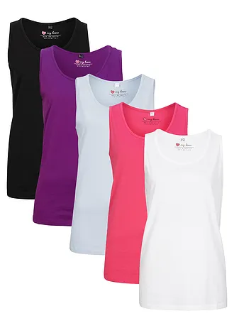 Longtop (set van 5) • poederblauw+pinklady+wit+zwart+diepviolet • bonprix online shop