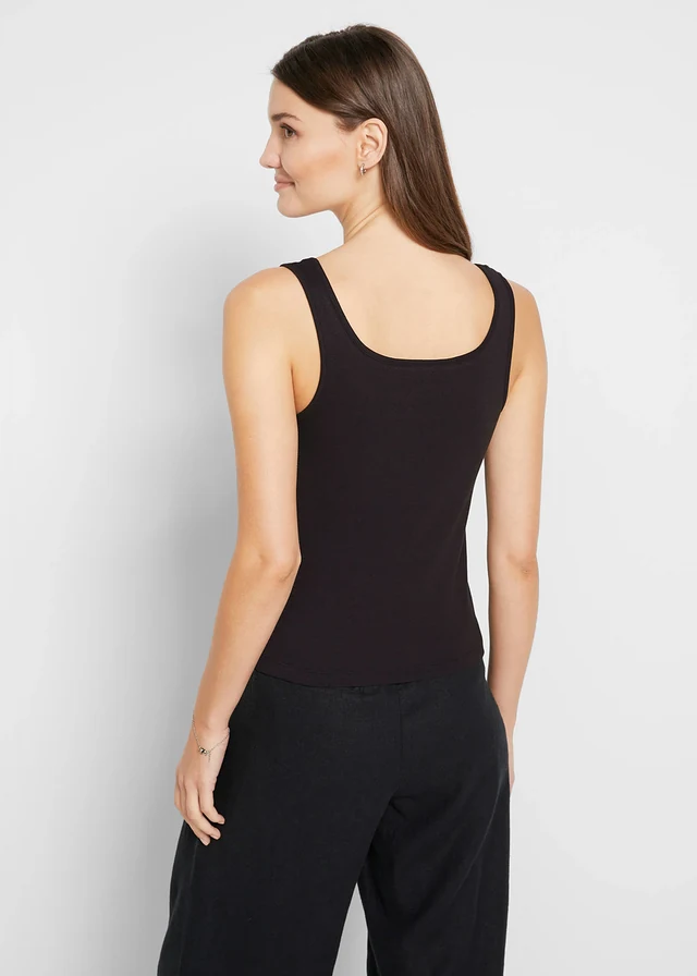 Top met brede schouderbandjes, Kleur: zwart