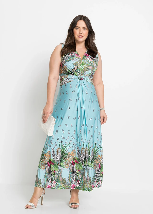 Maxi zomerjurk, Kleur: turkoois paisley
