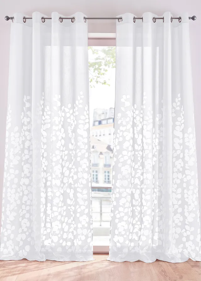 Perdea tip devoré cu motiv de frunzulițe (1 buc.)