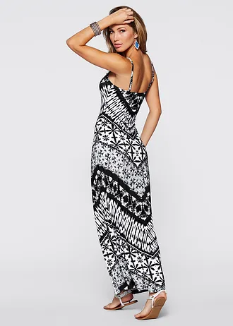 Robe longue imprimée • noir-blanc imprimé • Boutique bonprix