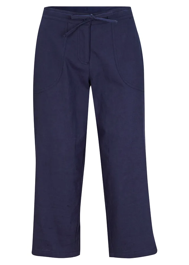 Pantalon 3/4 en lin majoritaire
