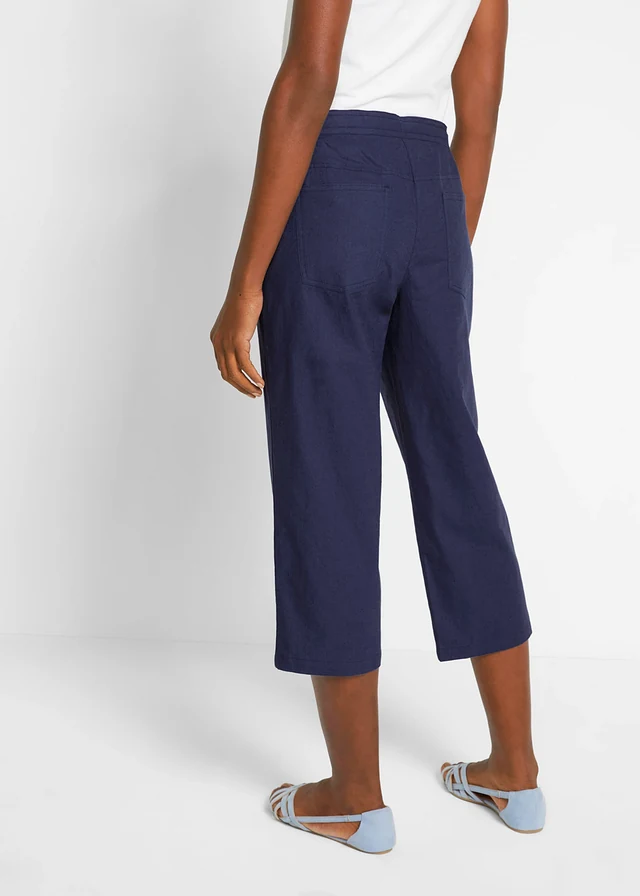 Linnen 3/4 broek, Kleur: diepblauw