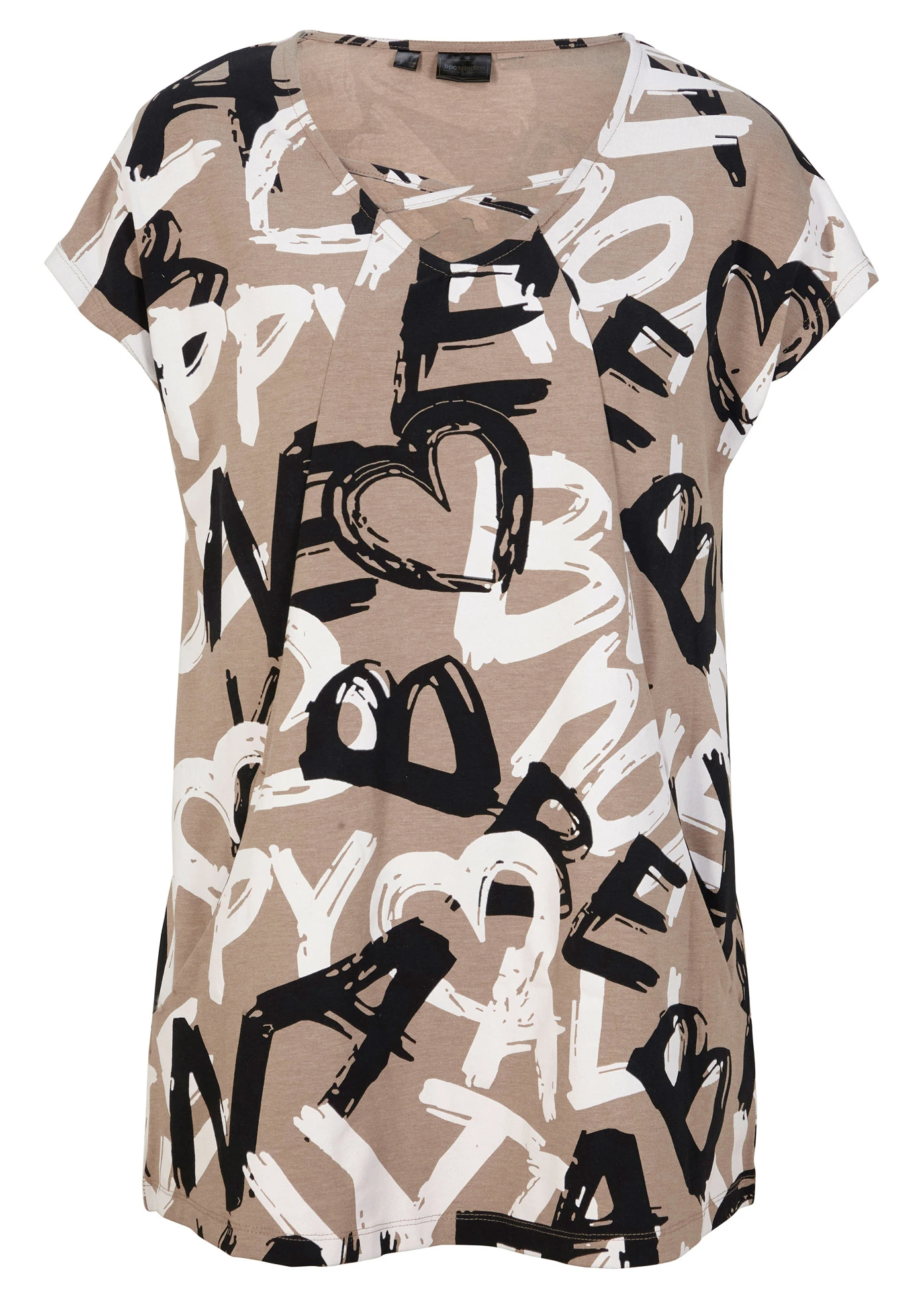 Dlouhé triko • hnědošedo-černo-bílá s potiskem • bonprix obchod