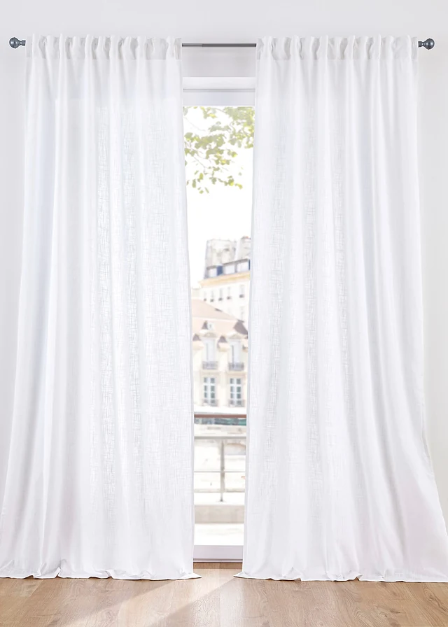Rideau 100% coton (1 pce), Couleur: blanc