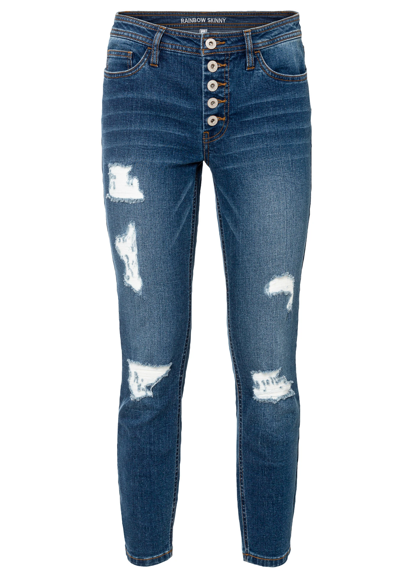 Cropped destroyed jeans • blauw denim • bonprix online shop