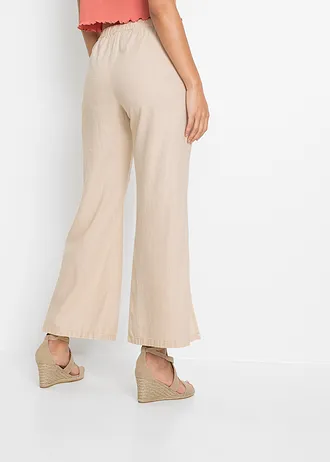 Marlene Dietrich broek van linnen, Kleur: sandbeige