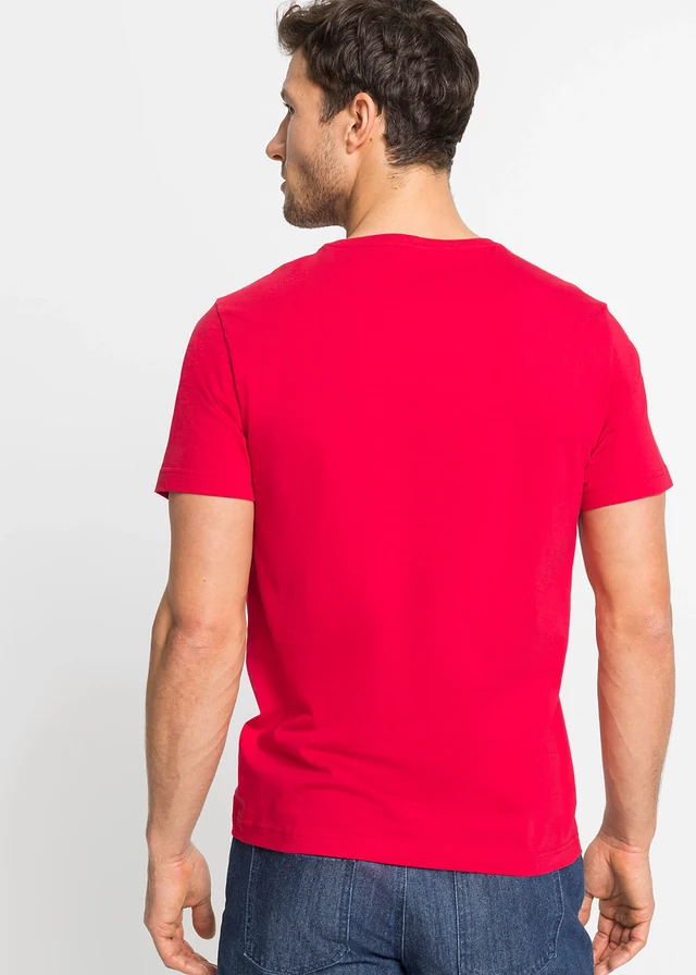 T-shirt (set van 3), Kleur: donkerblauw+rood+lichtgrijs gemêleerd met print
