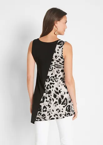 Dlouhý top, barva: černá s leopardím potiskem