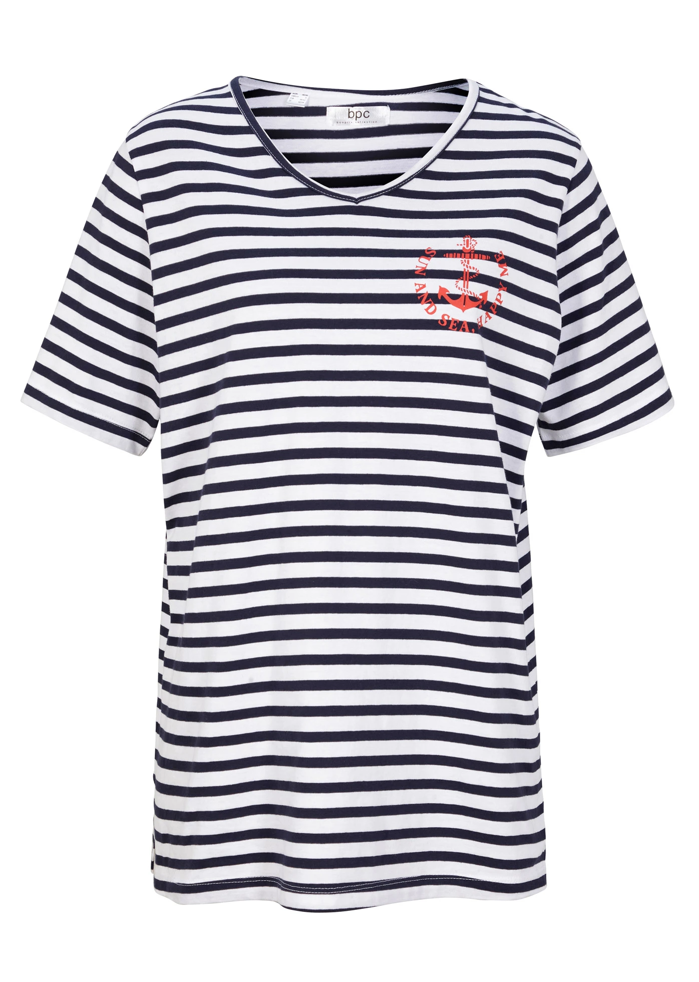 Tricou din bumbac organic 100% • alb-bleumarin cu dungi • magazin bonprix