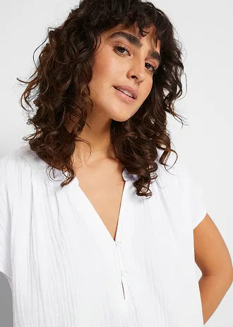 Mousseline blousetop van katoen • wit • bonprix online shop